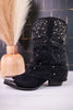 Stardust Rhinestone Studded Boots in Black