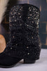 Stardust Rhinestone Studded Boots in Black