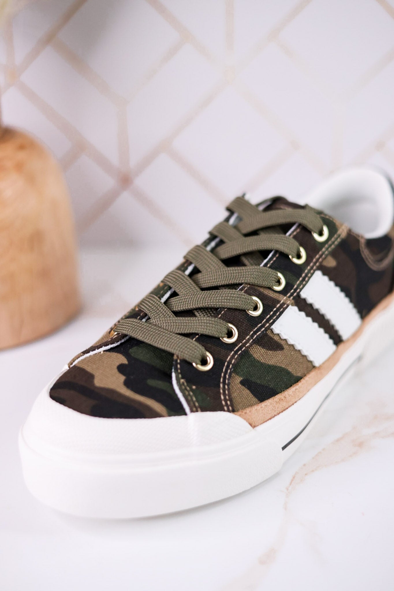 "That's Her" Camo Print Sneakers With Green & Red Laces