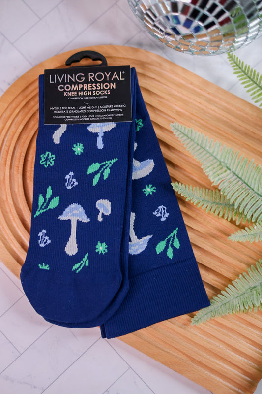 Mushroom Print Compression Socks