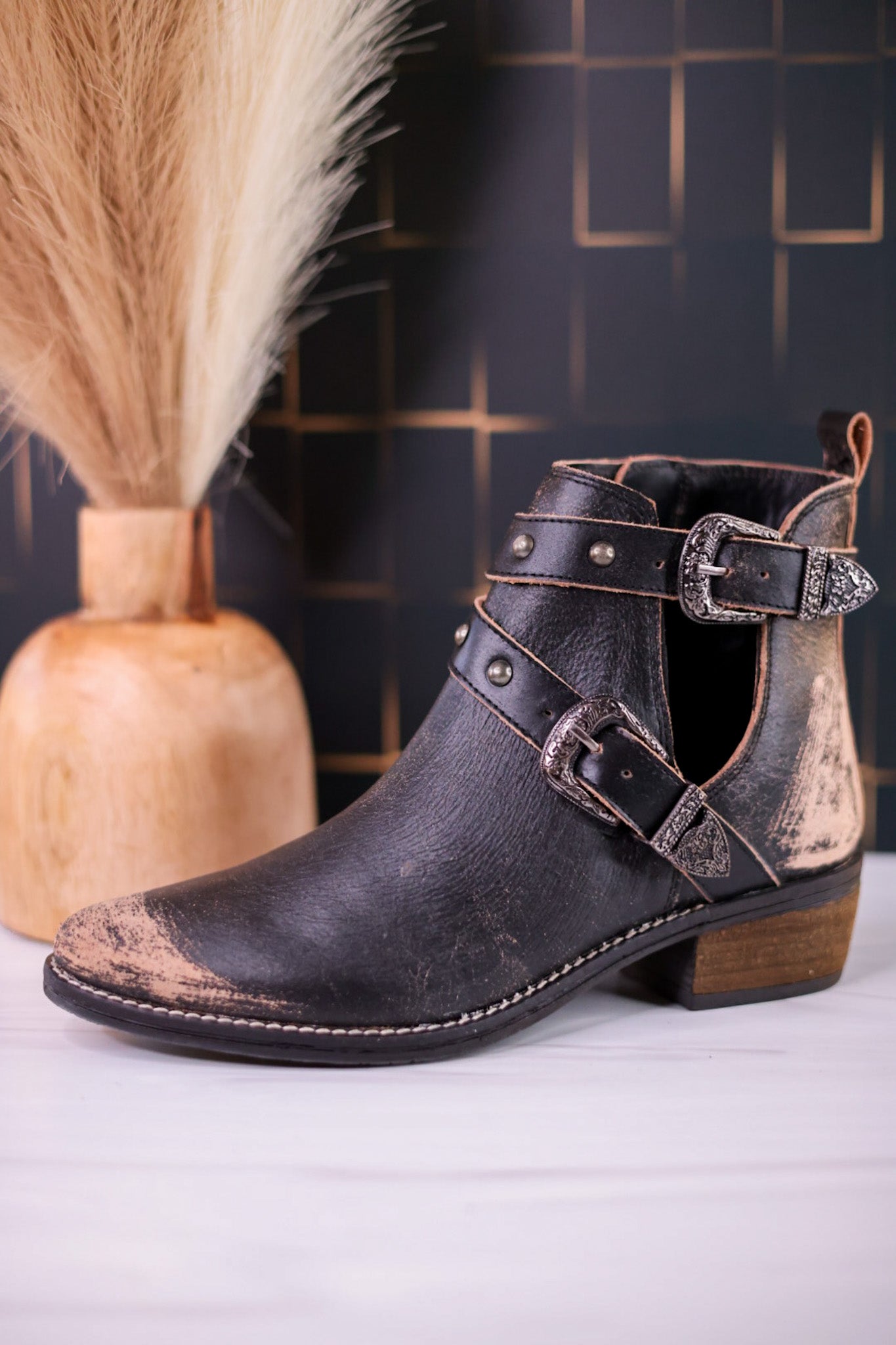 Yarrow Distressed Leather Ankle Boots