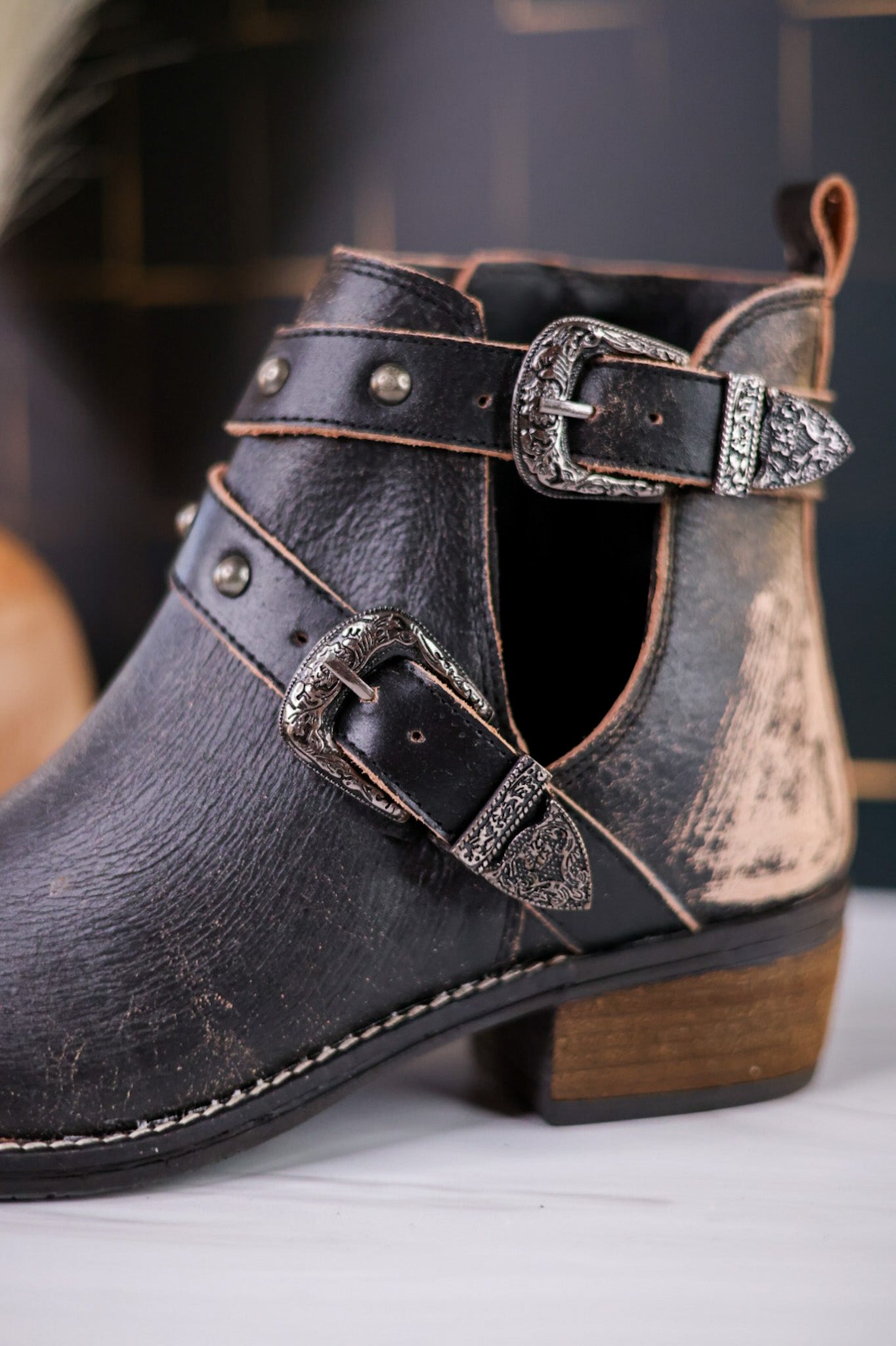 Yarrow Distressed Leather Ankle Boots