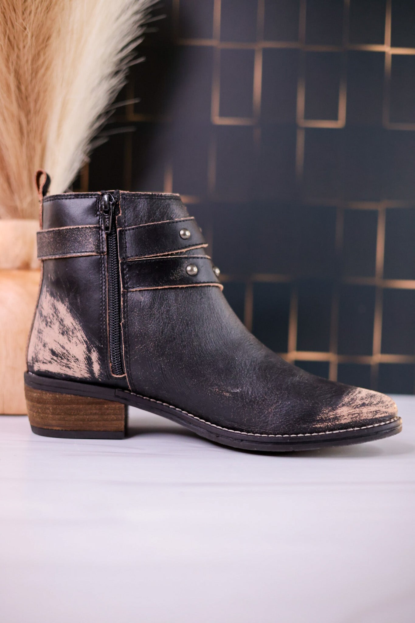 Yarrow Distressed Leather Ankle Boots