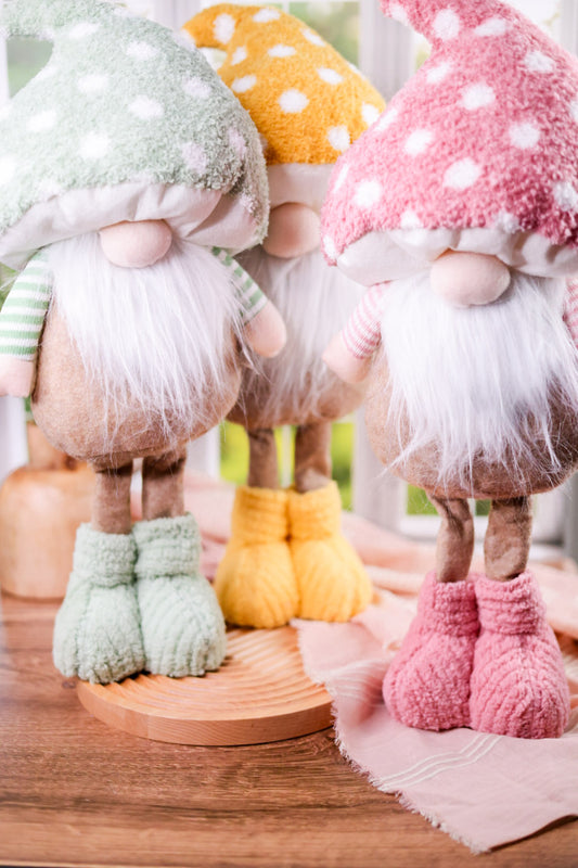 Pastel Mushroom Hat Plush Standing Gnomes (3 Colors)