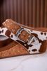 "Dolly" Tan Faux Hairon Wedges With Rhinestone Accents