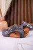 Gray "Dolly" Wedges With Rhinestone Accents