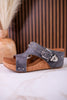 Gray "Dolly" Wedges With Rhinestone Accents