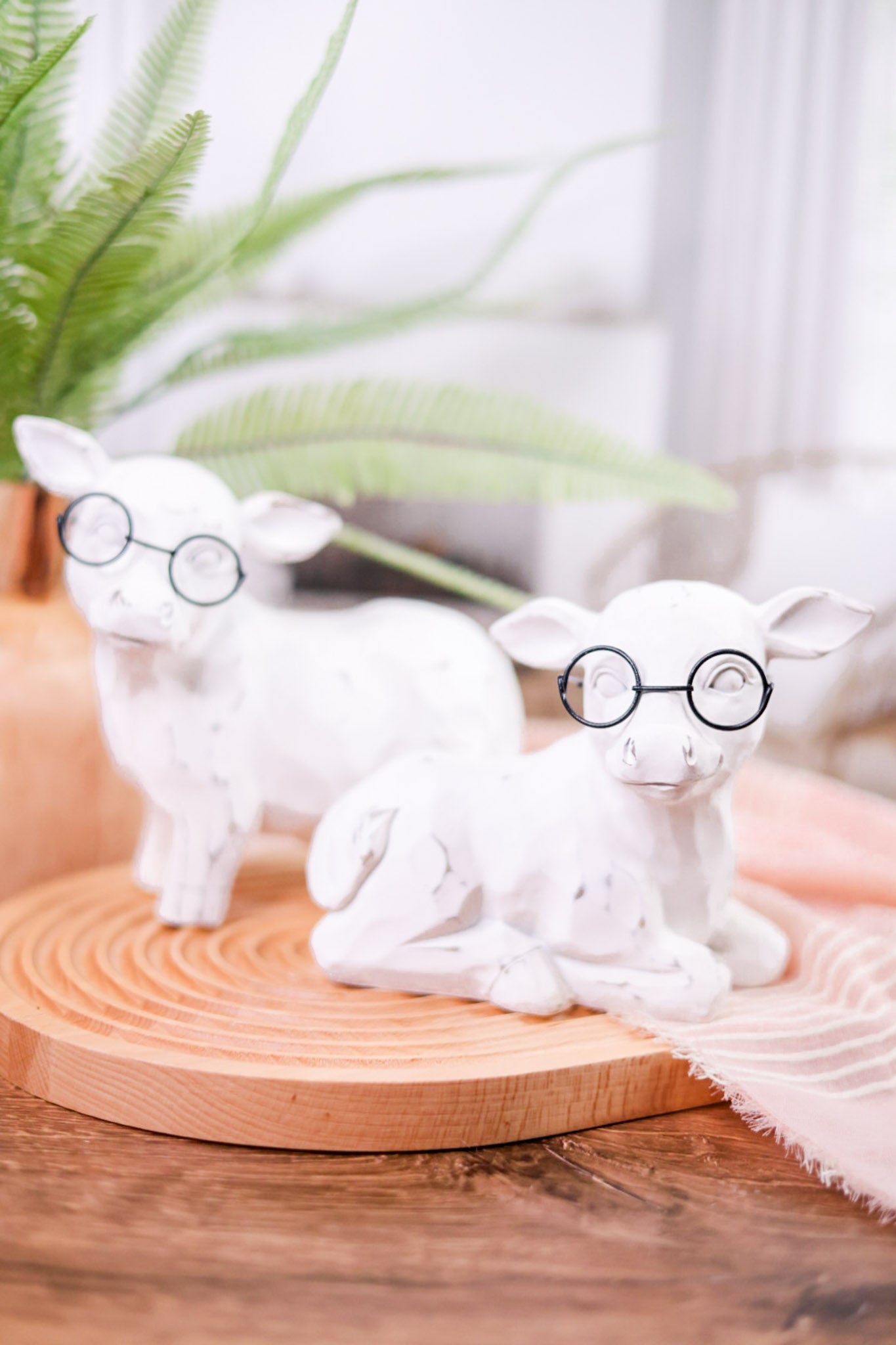 Resin Cow Sitter with Glasses (2 Styles)