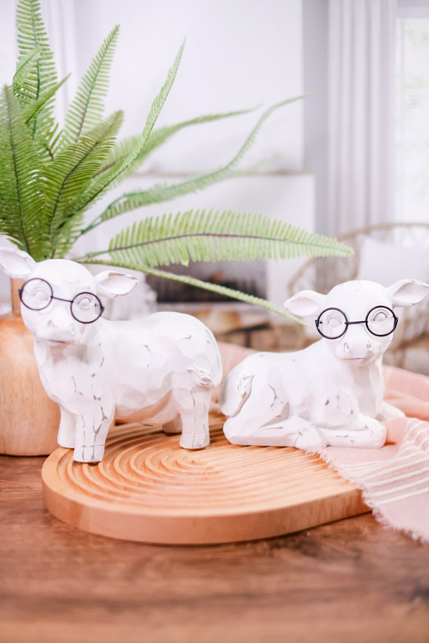 Resin Cow Sitter with Glasses (2 Styles)