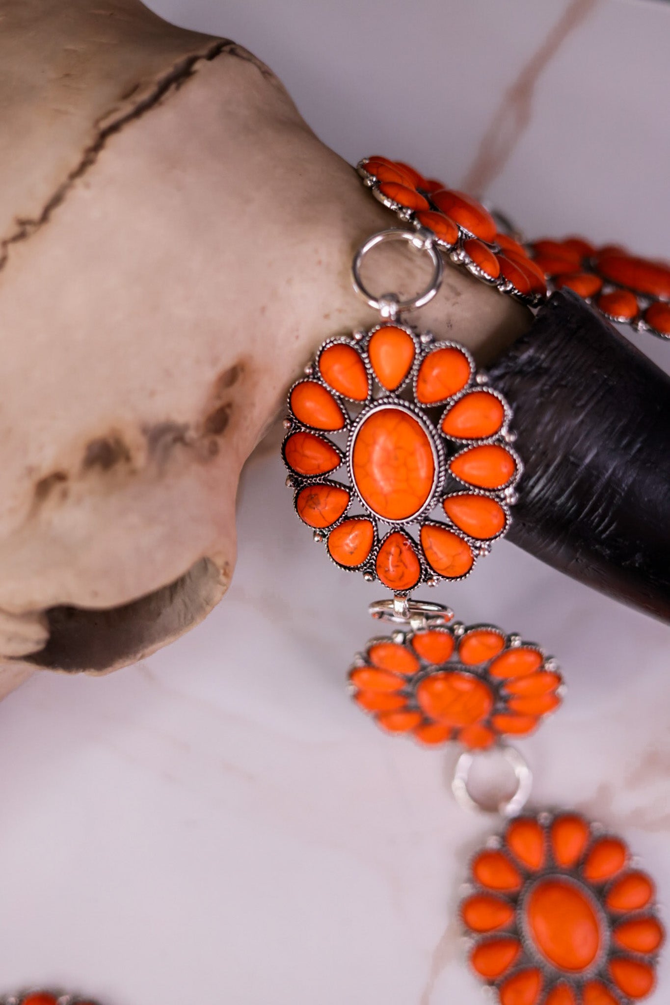 Orange Floral Concho Link Belt