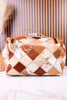 Tan Hair-On Leather Travel Toiletry Bag