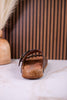 "Heidi" Brown Floral Embossed Sandals With Western Style Buckles