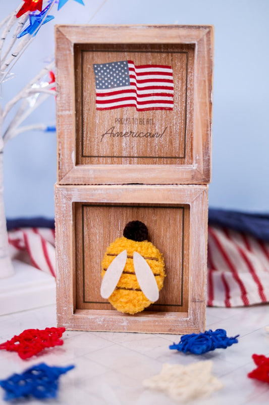 Reversible Bee & American Flag Wooden Sign