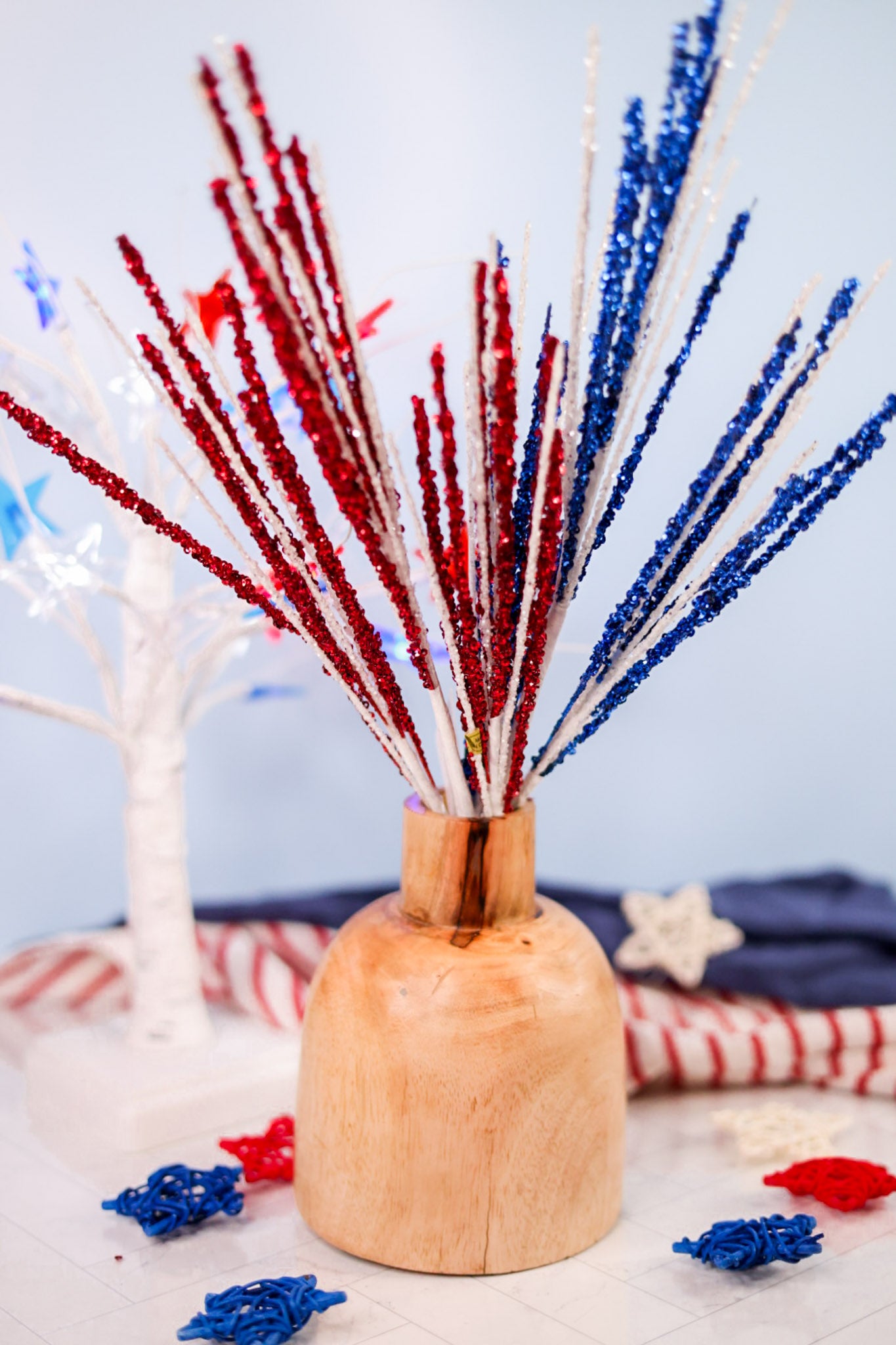 Patriotic Glittered Decorative Spray (2 Colors)