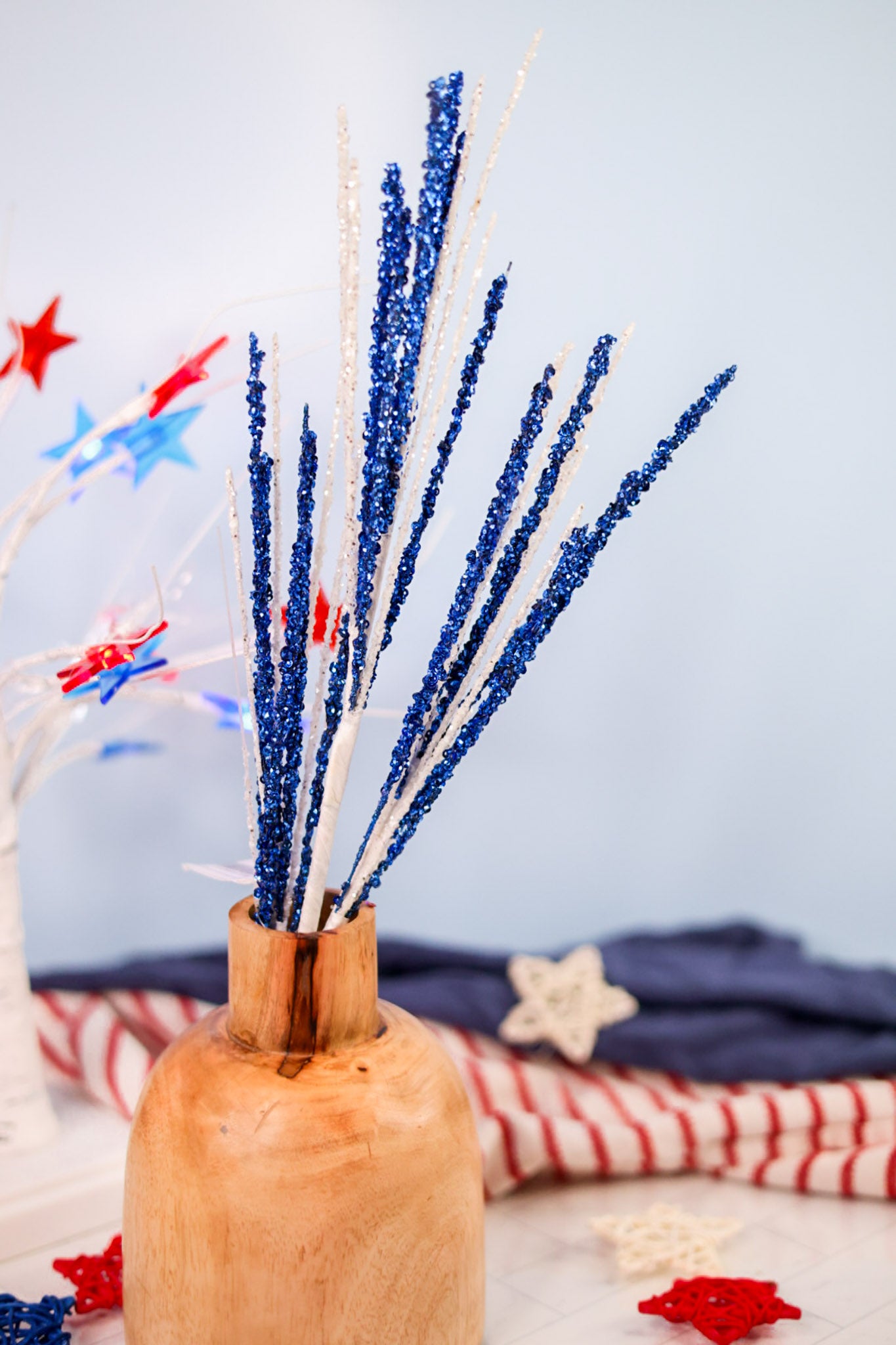 Patriotic Glittered Decorative Spray (2 Colors)