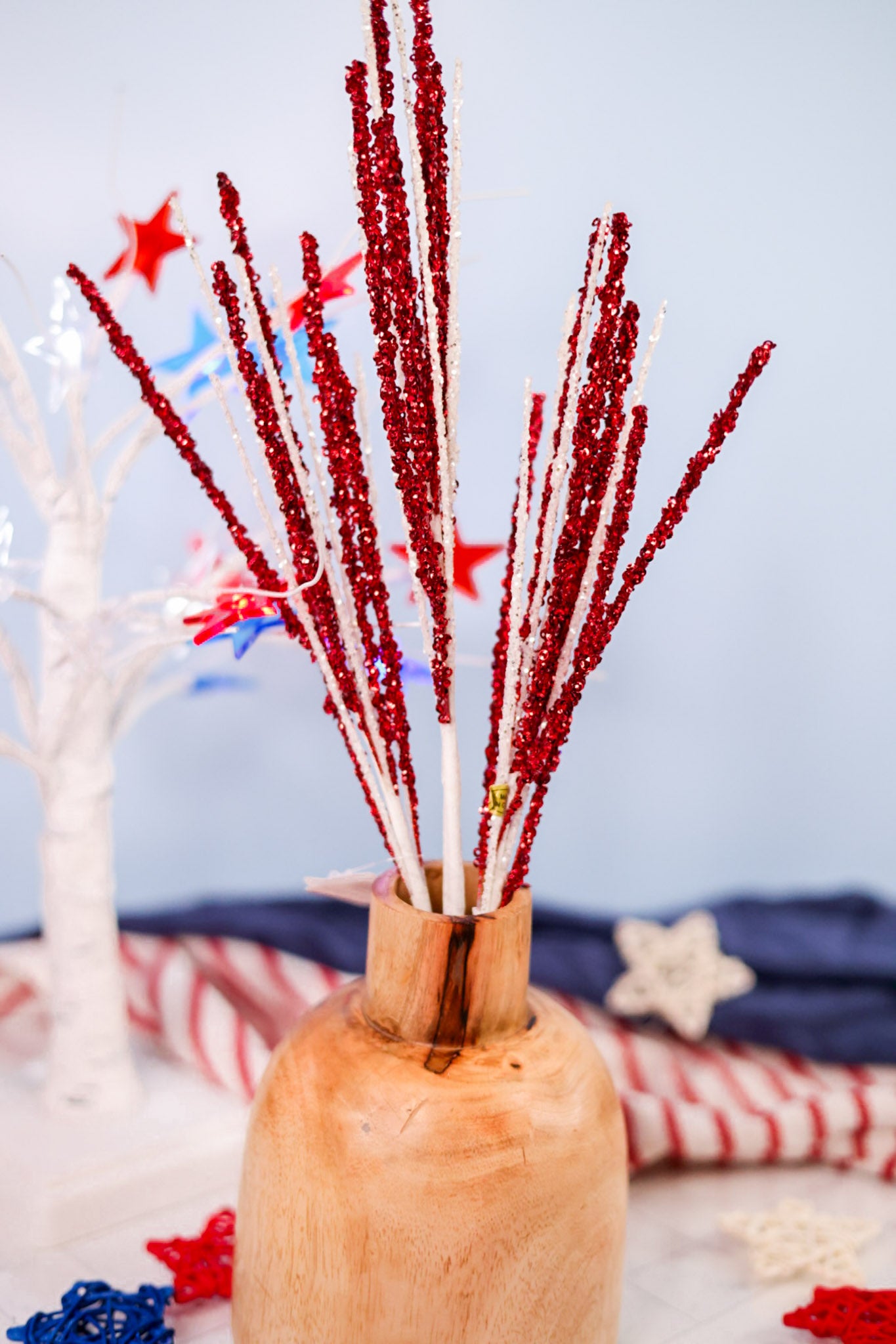 Patriotic Glittered Decorative Spray (2 Colors)