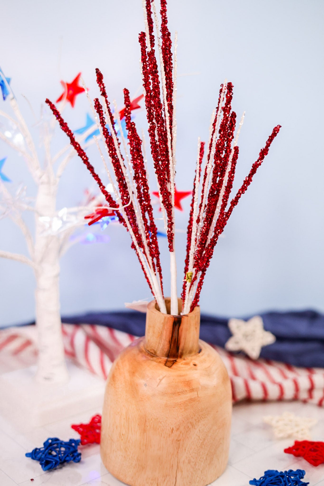Patriotic Glittered Decorative Spray (2 Colors)