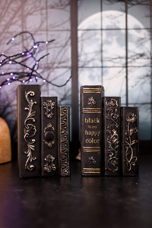 Black and Gold Resin 3 Stacked Books (2 Styles)