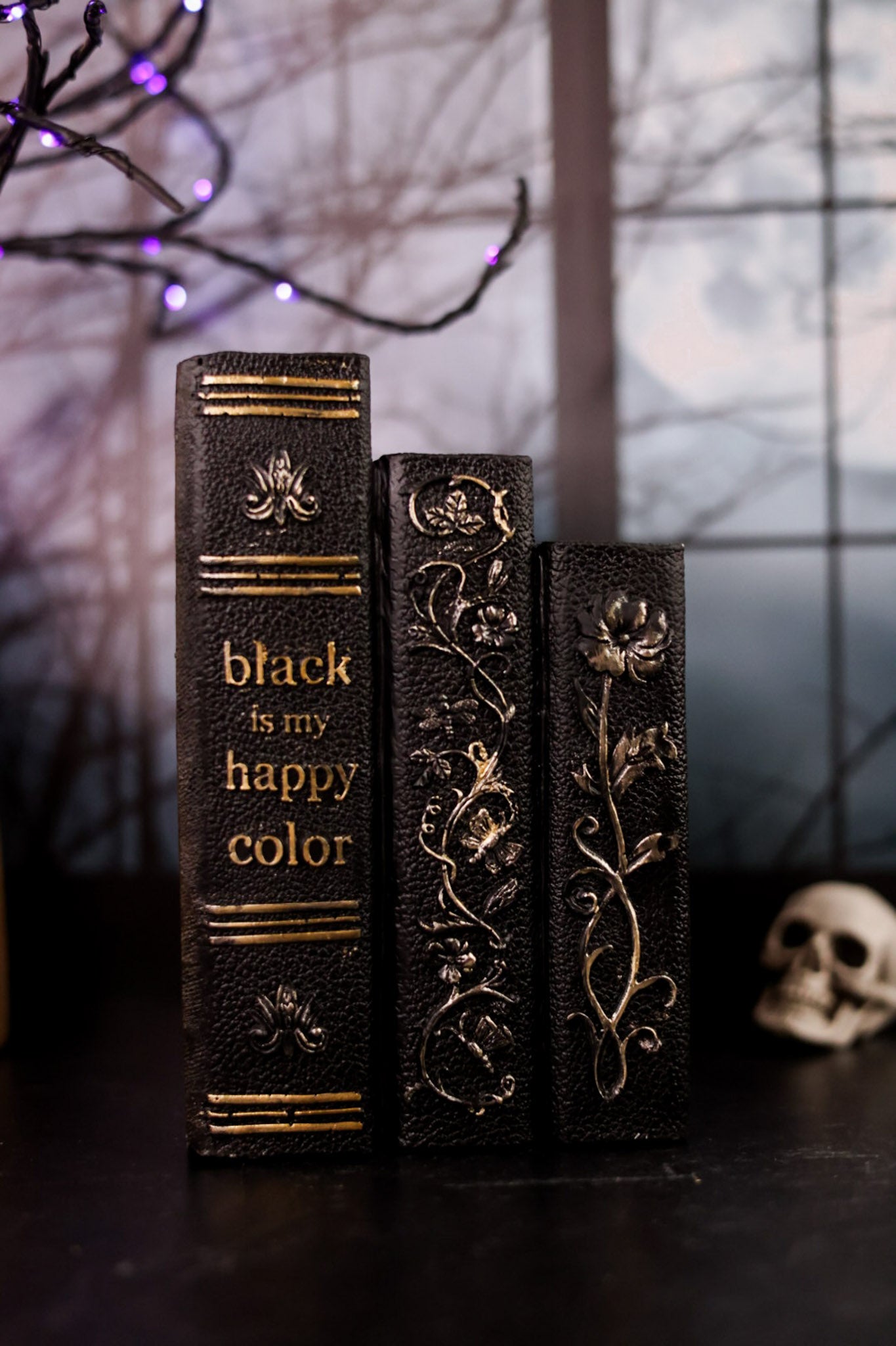 Black and Gold Resin 3 Stacked Books (2 Styles)