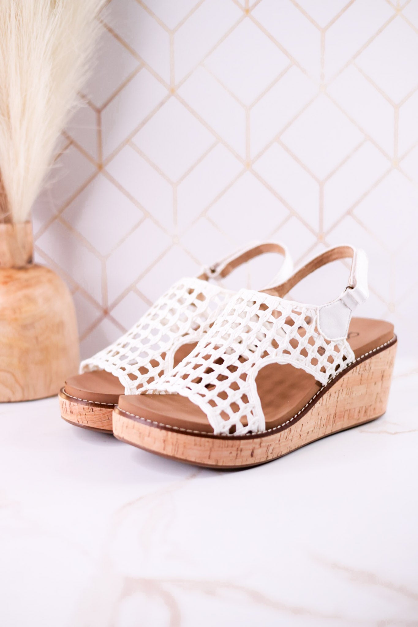Ivory Woven Carley Wedge Sandals