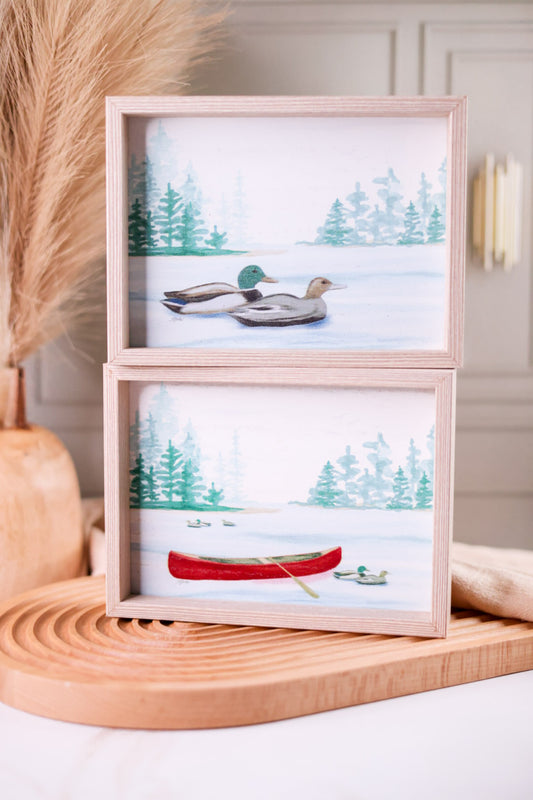 Wood Framed Lake Retreat Scene (2 Styles)