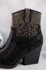 Maya Black Rhinestone Ankle Boots