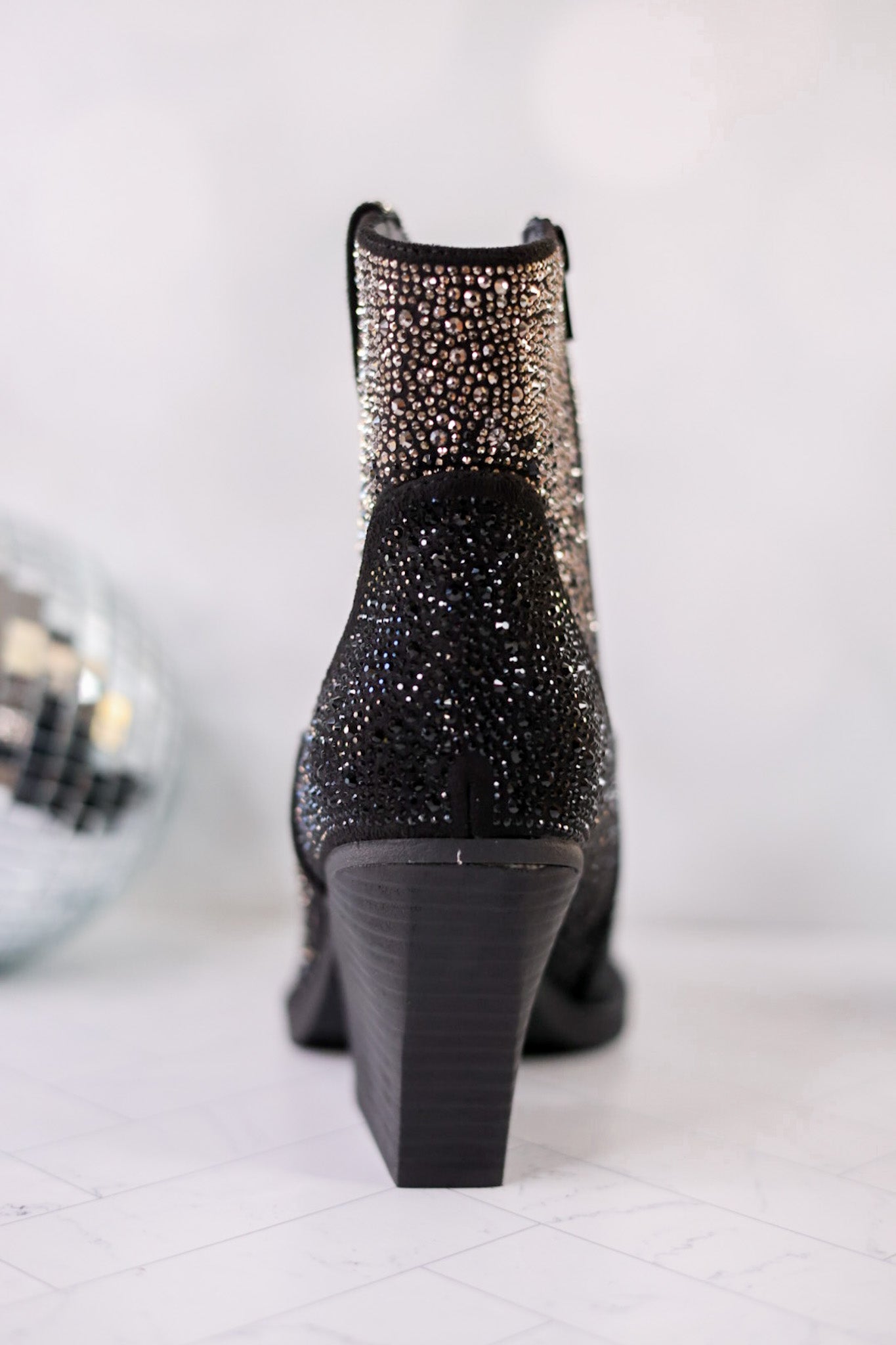 Maya Black Rhinestone Ankle Boots