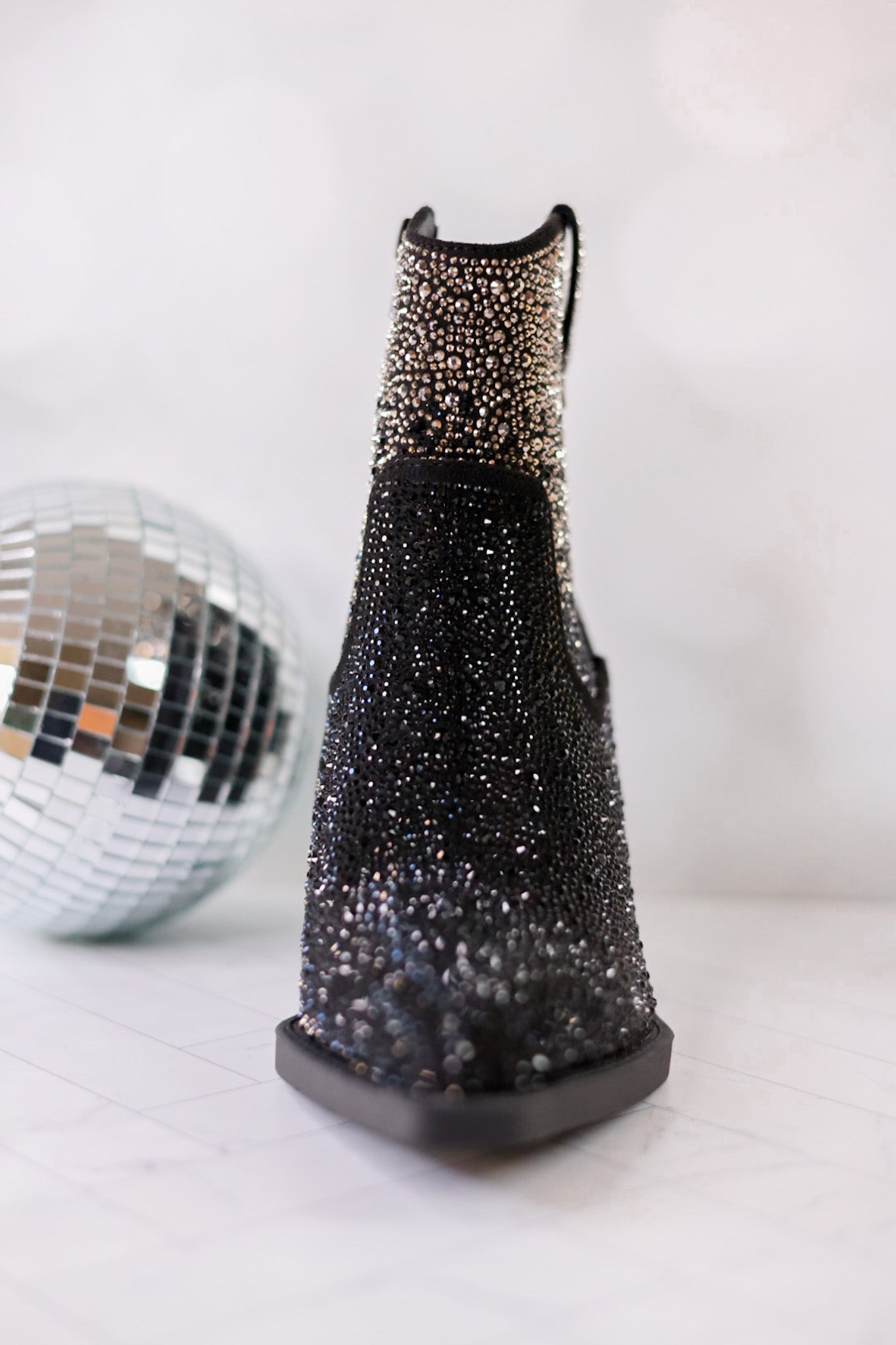 Maya Black Rhinestone Ankle Boots