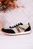 Taupe And Black Sneakers With Leopard Print Accents