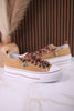Tan "Harmon" Sneakers With Leopard Print & Sparkle Laces