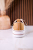 Tan "Harmon" Sneakers With Leopard Print & Sparkle Laces