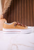 Tan "Harmon" Sneakers With Leopard Print & Sparkle Laces
