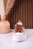 Tan "Harmon" Sneakers With Leopard Print & Sparkle Laces