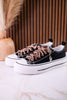 Black "Harmon" Sneakers With Leopard Print & Rhinestone Laces