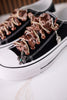 Black "Harmon" Sneakers With Leopard Print & Rhinestone Laces