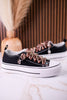 Black "Harmon" Sneakers With Leopard Print & Rhinestone Laces