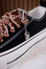 Black "Harmon" Sneakers With Leopard Print & Rhinestone Laces