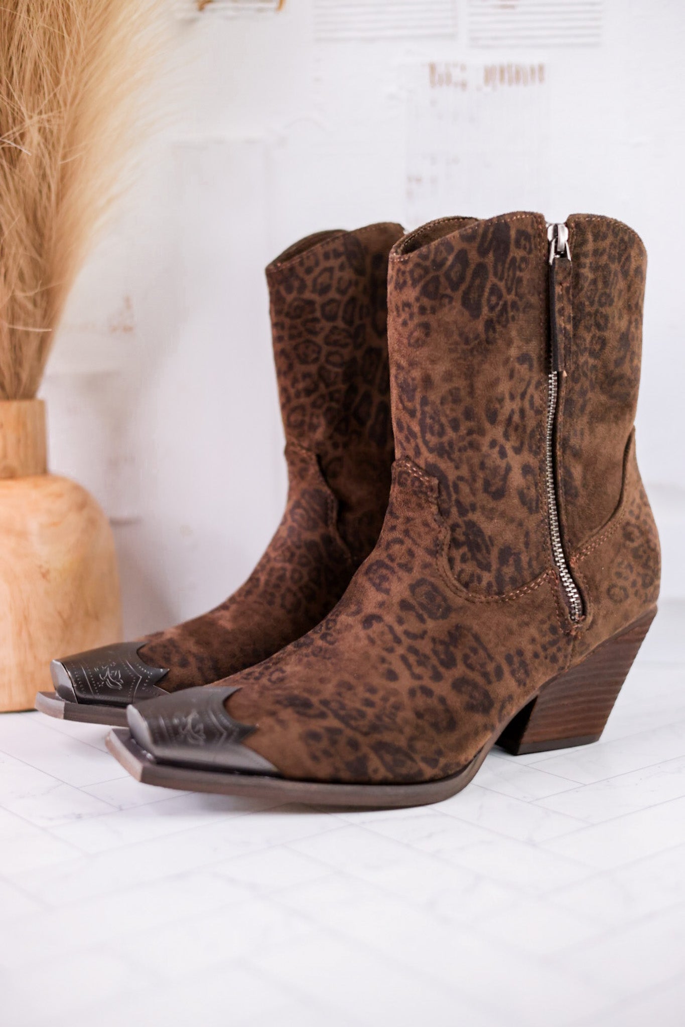 Jimi Black Leopard Ankle Boots