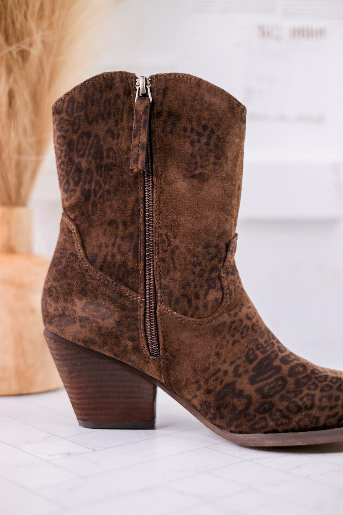 Jimi Black Leopard Ankle Boots