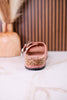 "Morgana" Dual Strap Tooled Faux Leather Sandals In Pink