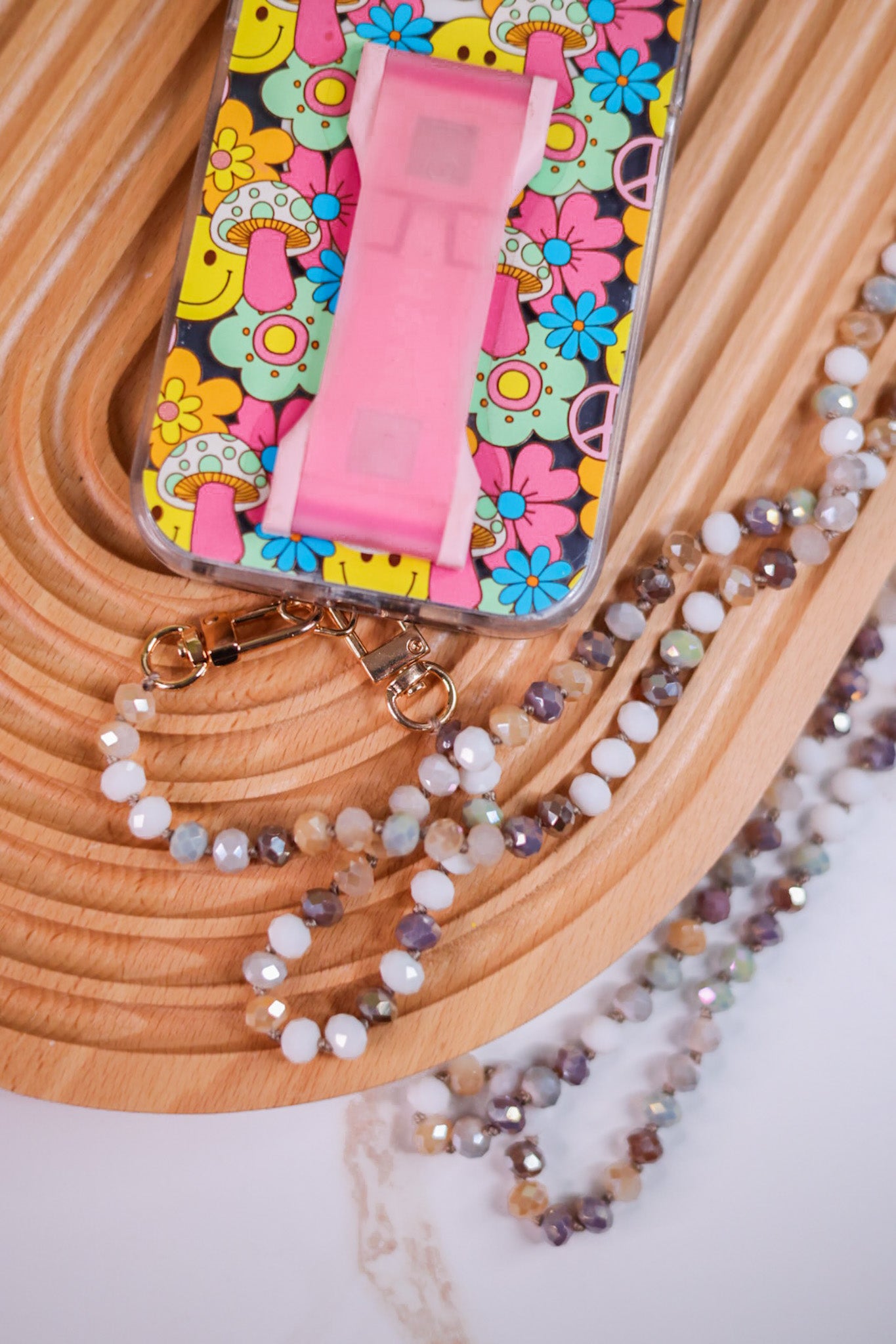 Faceted Bead Lanyard Phone Carrier (2 Styles)
