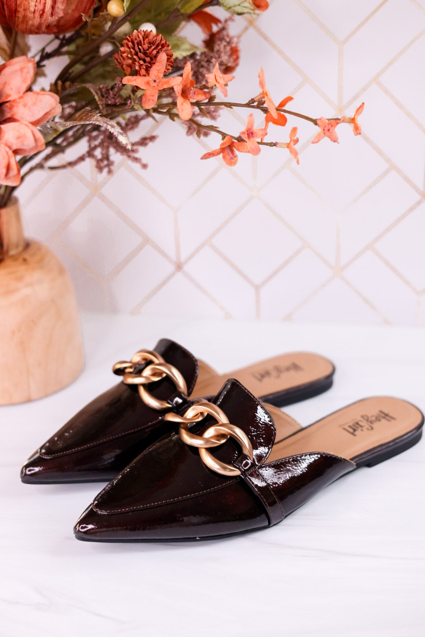 Playin For Keeps Merlot Patent Leather Mules