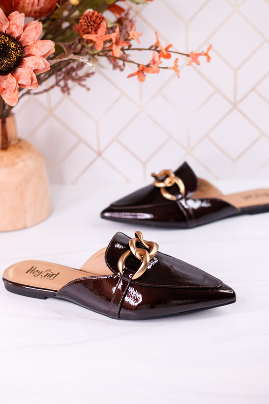 Playin For Keeps Merlot Patent Leather Mules
