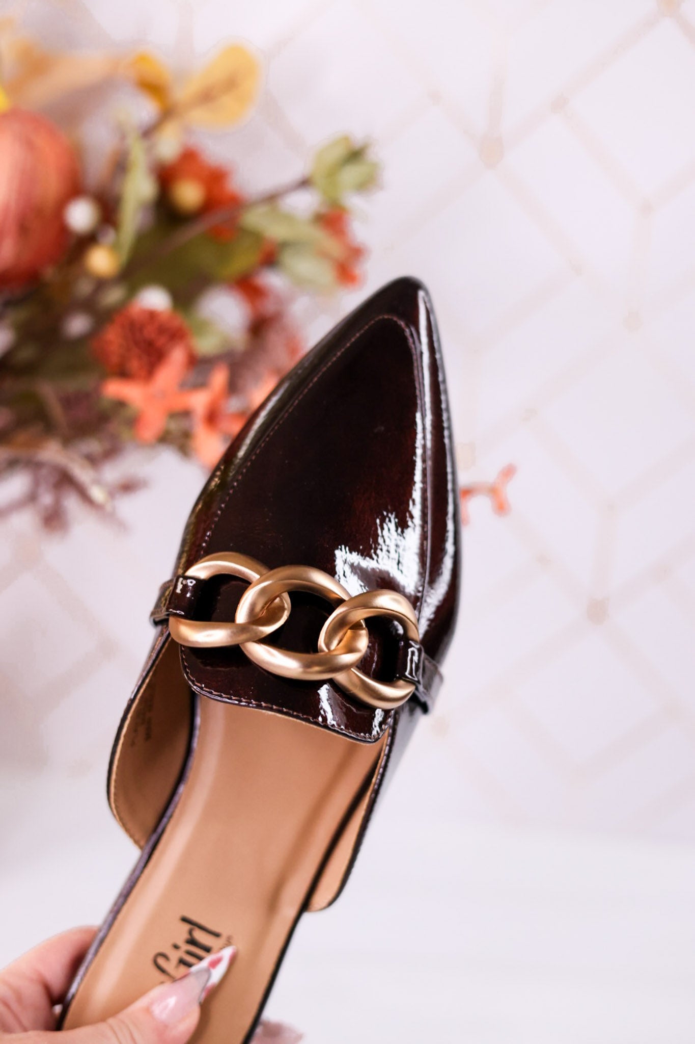 Playin For Keeps Merlot Patent Leather Mules