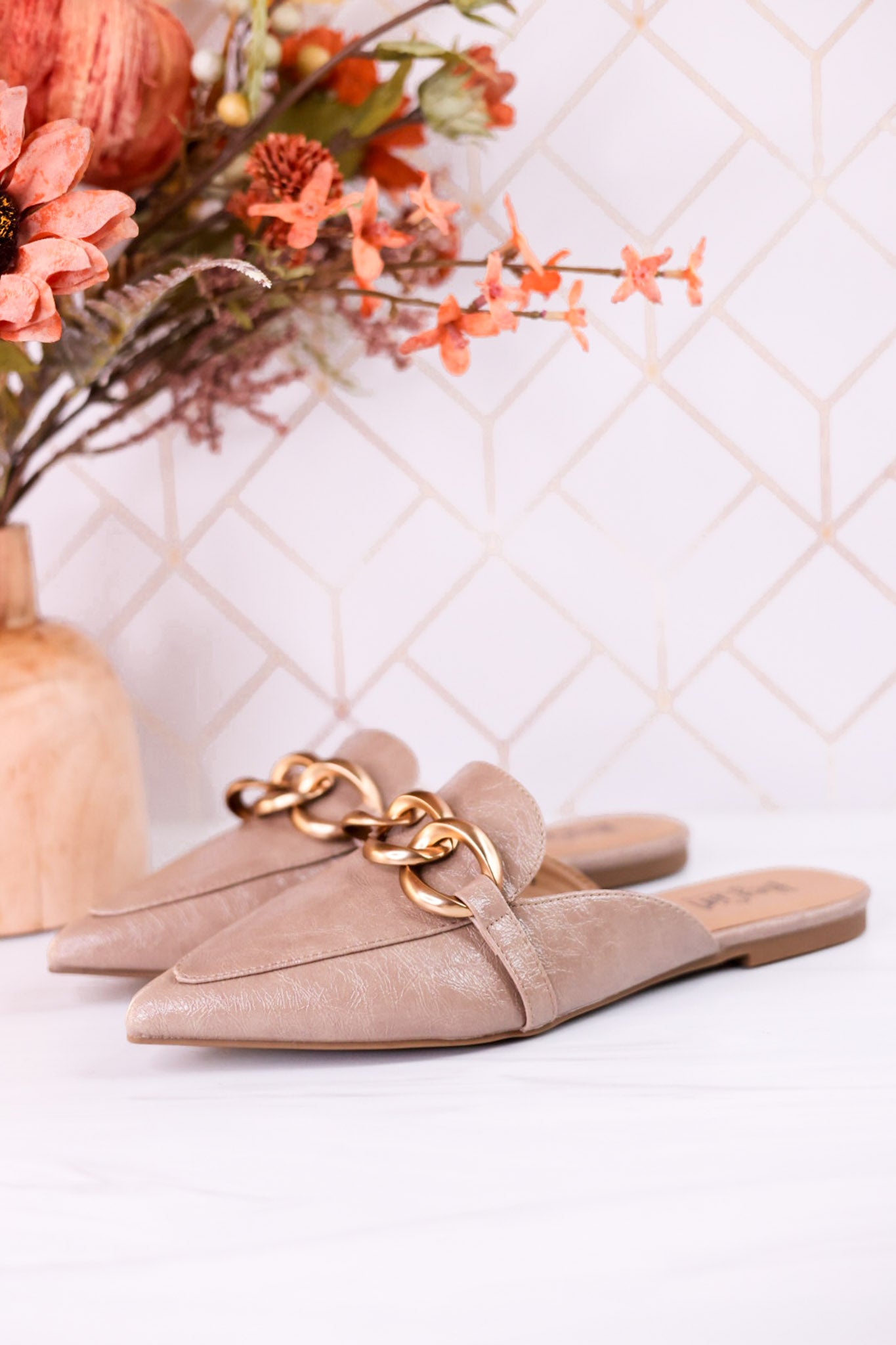 Playin For Keeps Taupe Mules