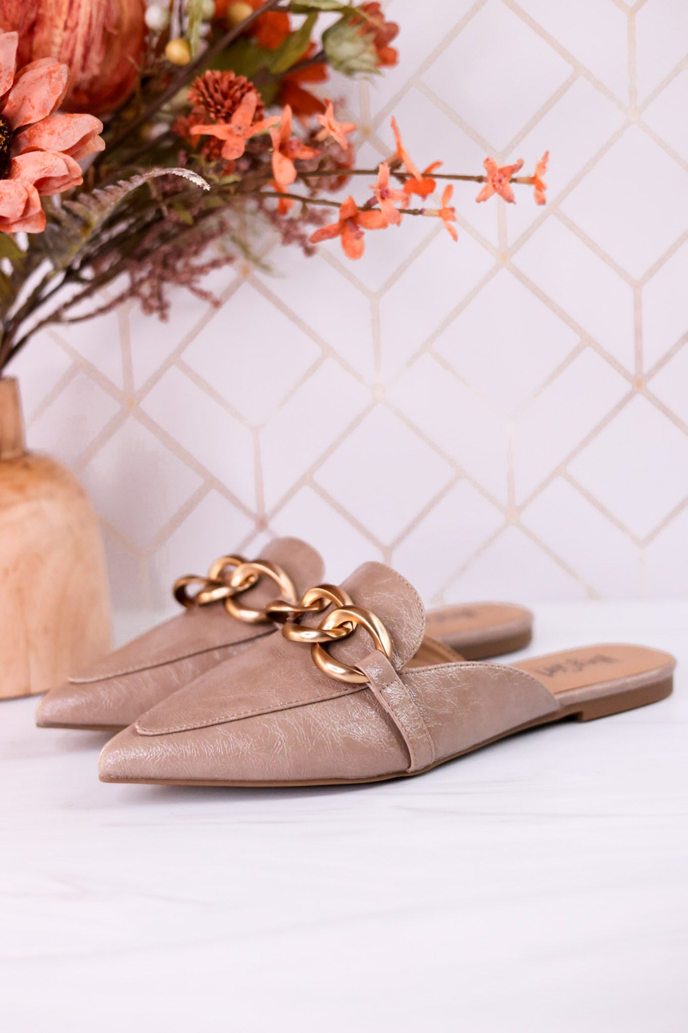 Playin For Keeps Taupe Mules