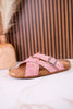 "Jada" Tooled Faux Leather Slip On Sandals In Blush