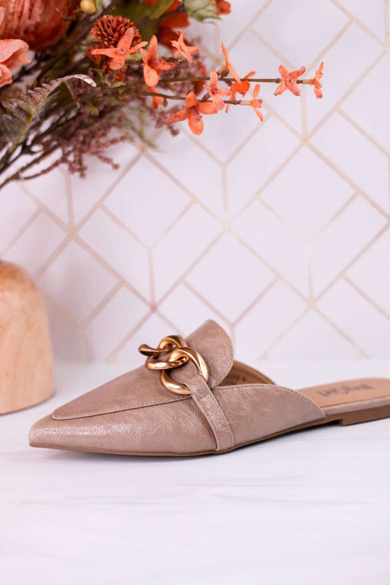 Playin For Keeps Taupe Mules