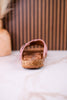 "Jada" Tooled Faux Leather Slip On Sandals In Blush