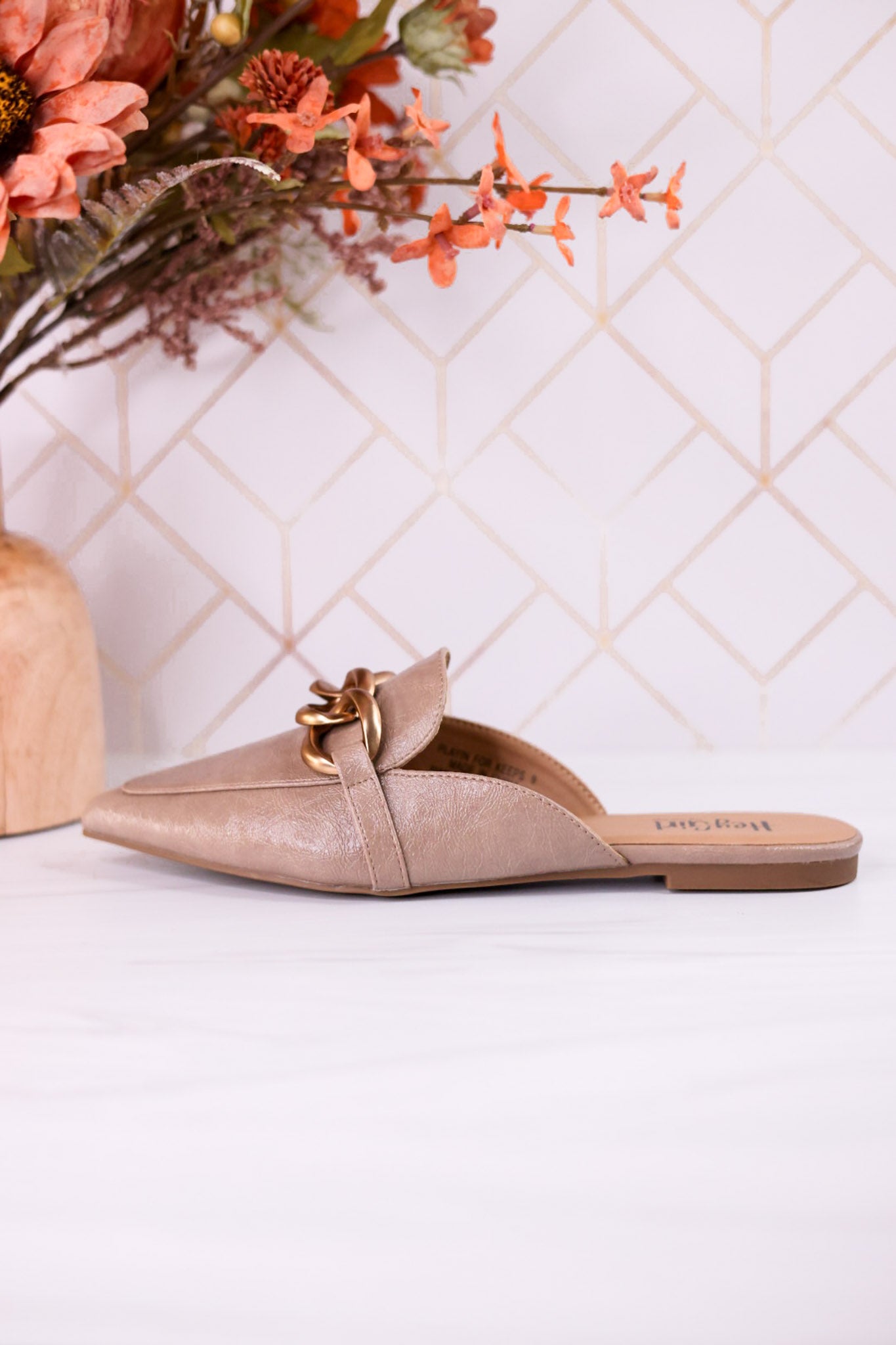 Playin For Keeps Taupe Mules